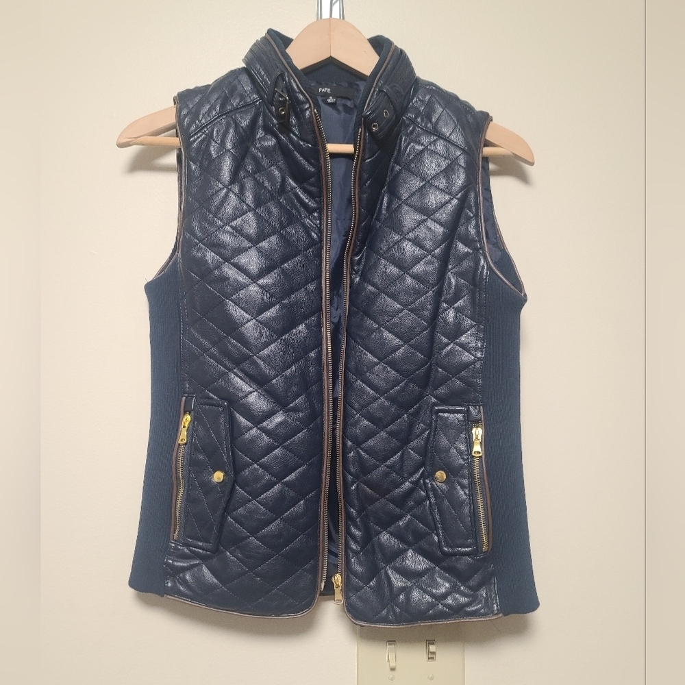 Fate Rowen Faux Leather Quilted Vest size small